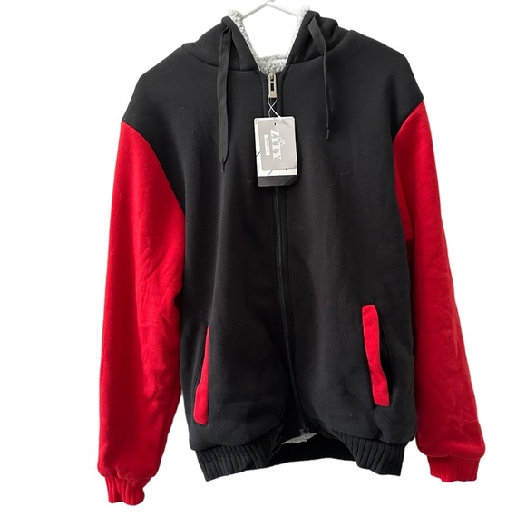ZITY Fleece Jacket Hoodie for Women / Sweatshirt Heavy Hoodie Navy & Red, SZ Med - Picture 12 of 12